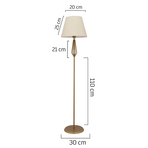 Bolivia Beyaz Şapkalı Eskitme Modern Tasarım Ayaklı Abajur Lamba Metal Lambader - Resim 5