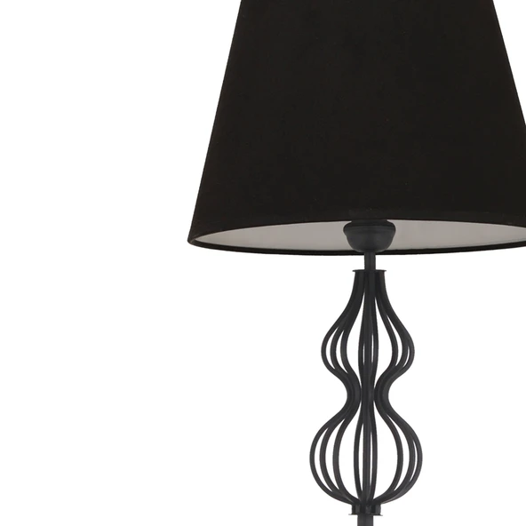 Vance Siyah Şapkalı Siyah Modern Tasarım Ayaklı Abajur Lamba Metal Lambader - Resim 4