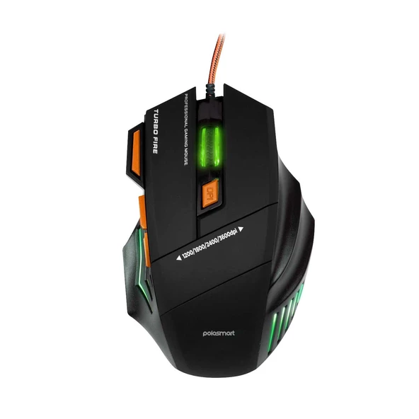 Polosmart PGS301 Kablolu RGB Aydınlatma 3200 DPI Ergonomik Tasarım Optik Gaming Oyuncu Mouse Siyah