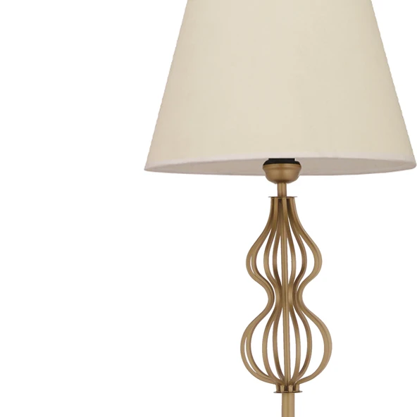 Vance Beyaz Şapkalı Eskitme Modern Tasarım Ayaklı Abajur Lamba Metal Lambader - Resim 3