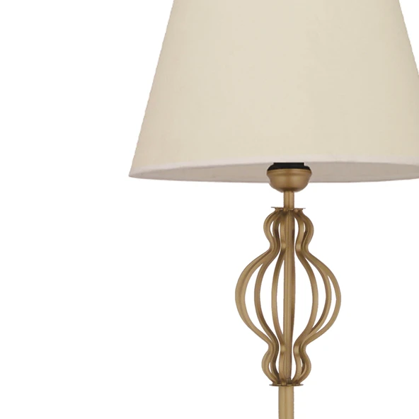 Helezon Beyaz Şapkalı Eskitme Modern Tasarım Ayaklı Abajur Lamba Metal Lambader - Resim 4