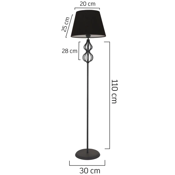Vance Siyah Şapkalı Siyah Modern Tasarım Ayaklı Abajur Lamba Metal Lambader - Resim 5