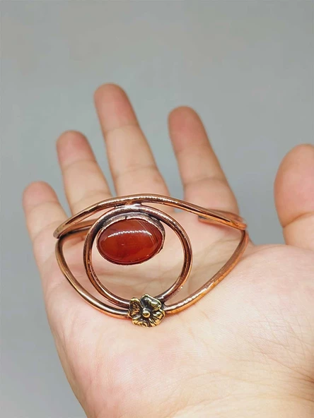 Akik Taşı Motifli Bakır Bileklik (52522) - Resim 3