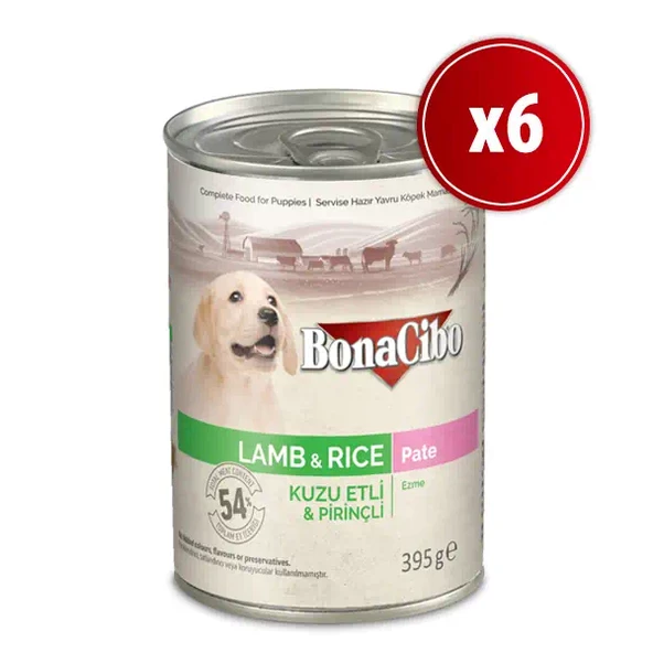 Bonacibo Ezme Kuzu Etli Pirinçli Yaş Yavru Köpek Maması 400 Gr x 6 Adet