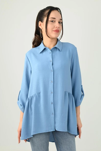 Kadın Büyük Beden Fırfır Detaylı Gömlek 1720-24 - 6