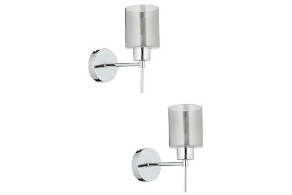 Cemre Tekli Krom 2'li Aplik Seti Yatak Odası-Yatak Başı Duvar Lambası ürün görseli 1