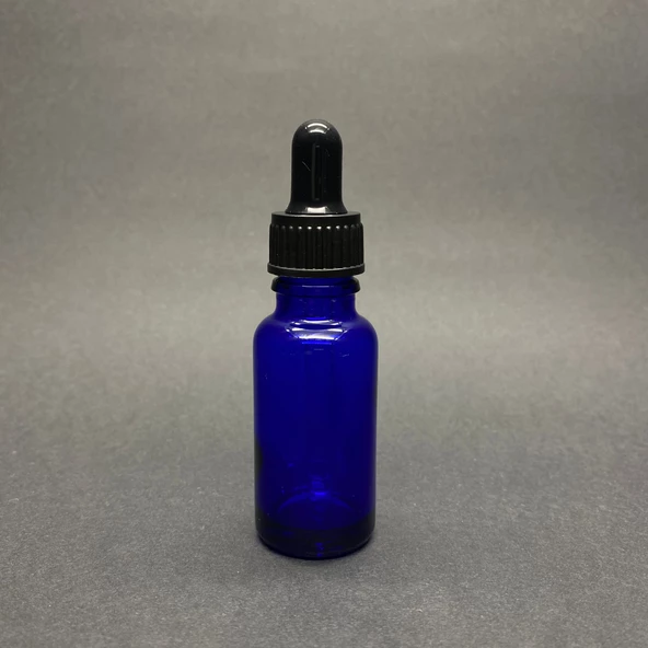 20Ml Mavi Cam Damlalıklı Şişe , Siyah Plastik Kapak , 20 Cc Mavi Cam Damlalıklı Şişe x 6 Adet - Resim 2
