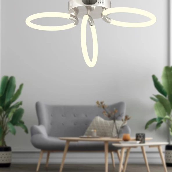 Apliqa Honos 3lü Krom 39 Watt Plafonyer Led Avize ürün görseli