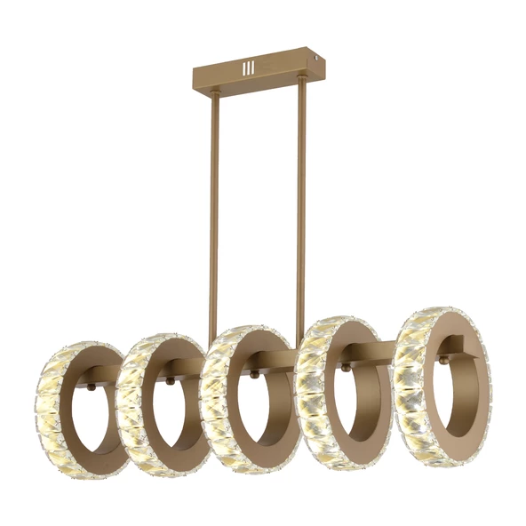 Apliqa Corina 5'Li Kristalli Ledli Taşlı 100 Watt Modern Salon,Oturma Odası Led Avize - 2