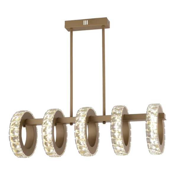 Apliqa Corina 5'Li Kristalli Ledli Taşlı 100 Watt Modern Salon,Oturma Odası Led Avize - 3