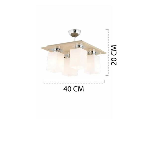 Apliqa Atlas 4 Lü Kahve Kare Modern Genç Odası Mutfak- Banyo Mutfak Salon Spot Avize - 6