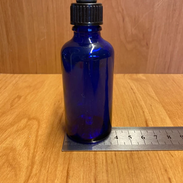 50Ml Mavi Cam Damlalıklı Şişe , Siyah Plastik Kapak , 50 Cc Mavi Cam Damlalıklı Şişe x 6 Adet - 4