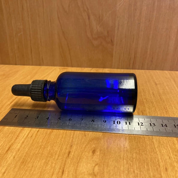 50Ml Mavi Cam Damlalıklı Şişe , Siyah Plastik Kapak , 50 Cc Mavi Cam Damlalıklı Şişe x 6 Adet - 3