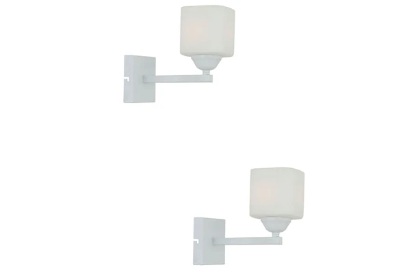 Minel Beyaz 2'li Aplik Seti Yatak Odası-Yatak başı,Cafe,Restoran için Duvar Lambası ürün görseli 1