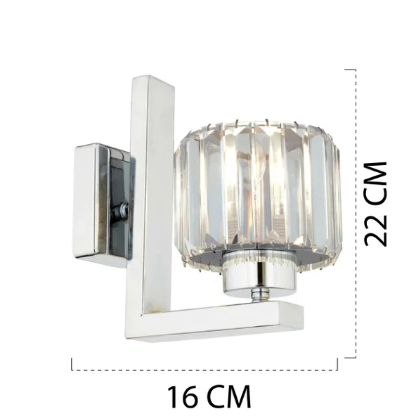 Ramo Krom Kaplama Kristal Taşlı Duvar Lambası Yatak Odası-Yatak Başı-Salon için Aplik - Resim 8