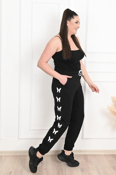 Kadın Dijital Baskılı Büyük Beden Jogger Pantolon 6060-22 - 3