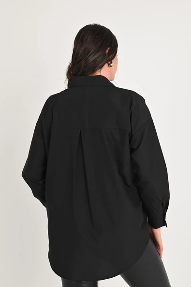 Kadın Büyük Beden Cep Boncuk Gömlek 1673-24 - 8