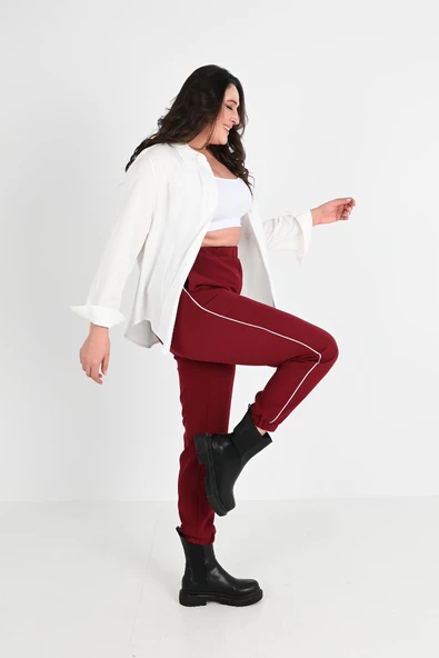 Kadın Büyük Beden Şerit Detaylı Cepli Pantolon 6243-24 - 4