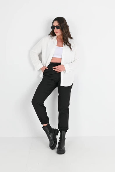 Kadın Büyük Beden Şerit Detaylı Cepli Pantolon 6243-24 - 12