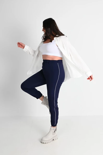 Kadın Büyük Beden Şerit Detaylı Cepli Pantolon 6243-24 - 10