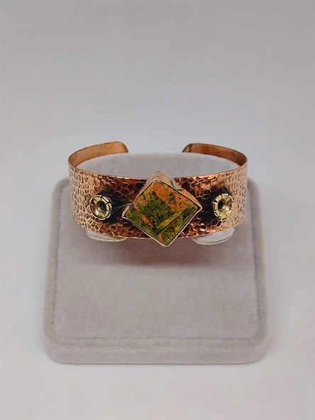 Unakit Taşı Motifli Kalın Bakır Bileklik (52520) - Resim 2