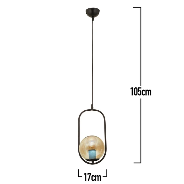 Lorin Tekli Siyah Bal Camlı Modern Sarkıt Mutfak Salon Sarkıt Avize - Resim 5