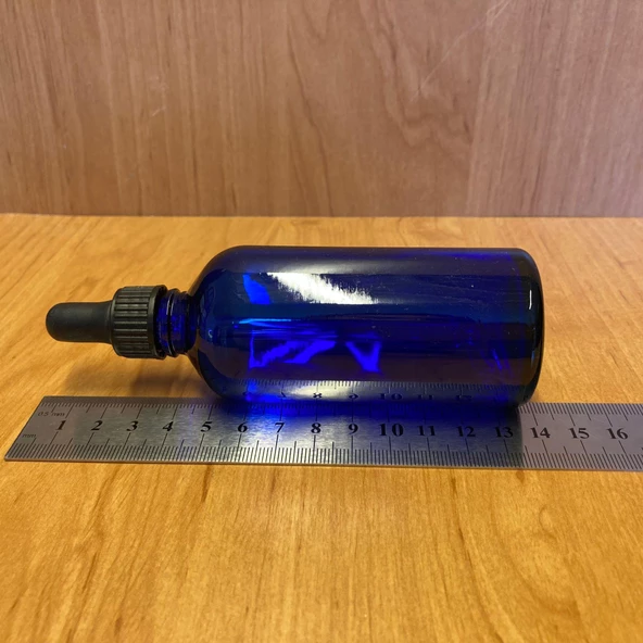 100Ml Mavi Cam Damlalıklı Şişe , Siyah Plastik Kapak , 100 Cc Mavi Cam Damlalıklı Şişe x 6 Adet - 3