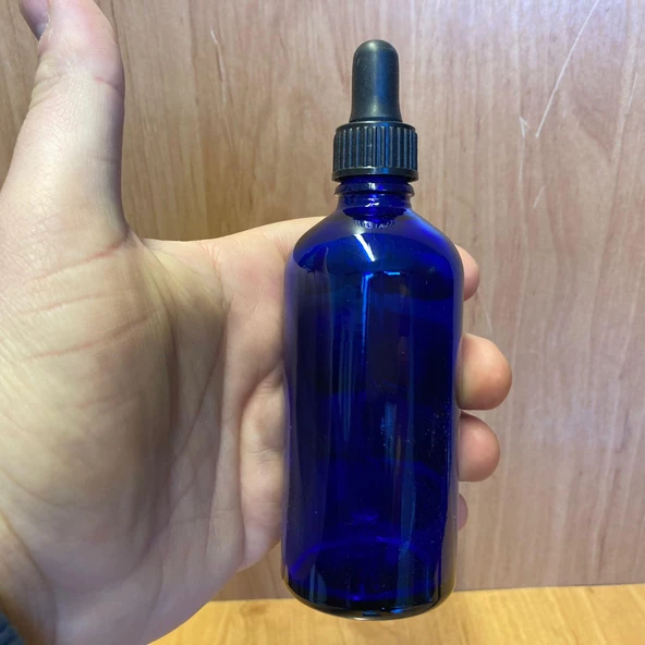 100Ml Mavi Cam Damlalıklı Şişe , Siyah Plastik Kapak , 100 Cc Mavi Cam Damlalıklı Şişe x 6 Adet