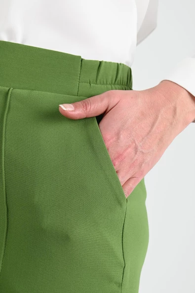 Kadın Büyük Beden Şeritli Kumaş Pantolon 6228-24 - 8