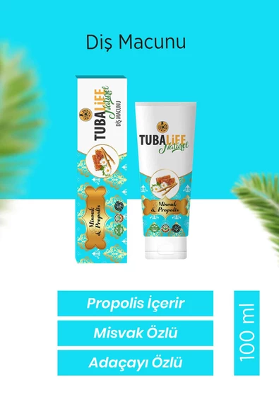 Tubalife Natürel Diş Macunu - Adaçayı Özlü, Misvaklı, Propolisli 100 ml / 140 gr