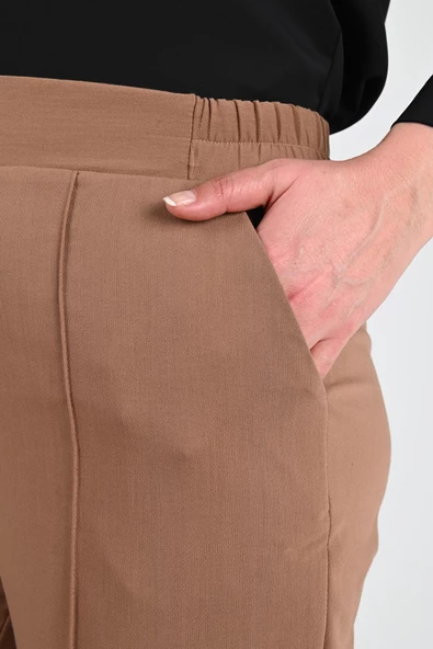 Kadın Büyük Beden Şeritli Kumaş Pantolon 6228-24 - 12