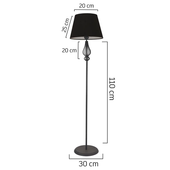Hefina Siyah Şapkalı Siyah Modern Tasarım Ayaklı Abajur Lamba Metal Lambader - Resim 5