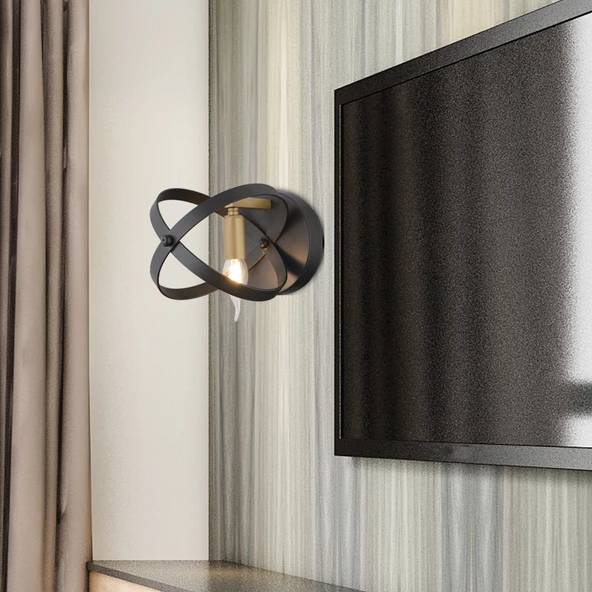 Caliope Eskitme Duylu Siyah Modern Oturma Odası, Koridor, Yatak Başı, Salon Aplik ürün görseli 1