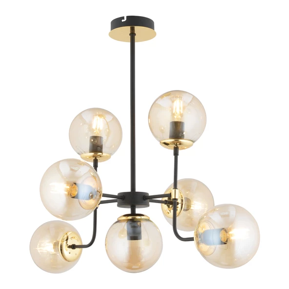 Apliqa Ece 7'li Siyah Gold Modern Plafonyer Genç Odası Yatak Odası Salon Avize - Resim 3