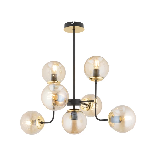 Apliqa Ece 7'li Siyah Gold Modern Plafonyer Genç Odası Yatak Odası Salon Avize - Resim 2