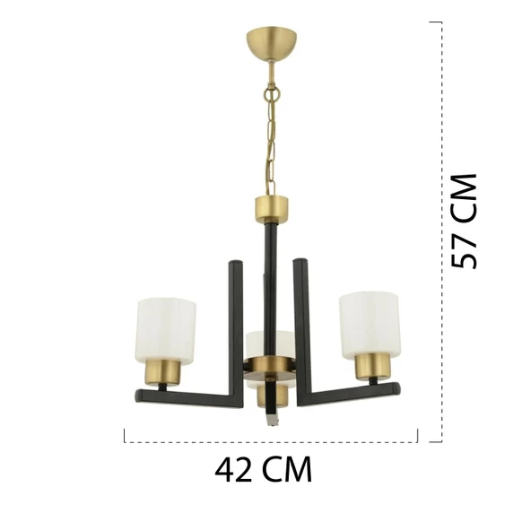 Torqu 3 Lü Siyah Eskitme Modern Yatak Odası Mutfak Oturma Odası Salon Avize - Resim 10