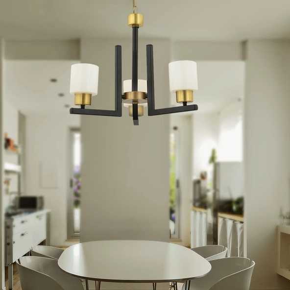 Torqu 3 Lü Siyah Eskitme Modern Yatak Odası Mutfak Oturma Odası Salon Avize ürün görseli 1