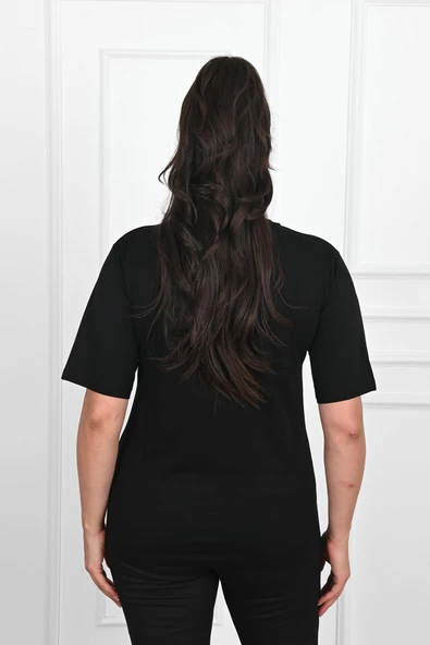 Kadın Büyük Beden Free Spirit Baskılı T-Shirt 1576-23 - 5