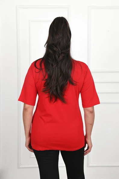 Kadın Büyük Beden Free Spirit Baskılı T-Shirt 1576-23 - 9