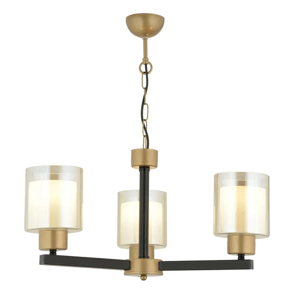 Apliqa Jade 3 Lü Avize Eskitme Siyah Boyalı Çift Camlı Modern Genç Odası Yatak Odası Retro Salon Avize - Resim 4