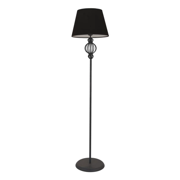 Apliqa Helezon Siyah Şapkalı Siyah Modern Tasarım Ayaklı Abajur Lamba Metal Lambader - 2