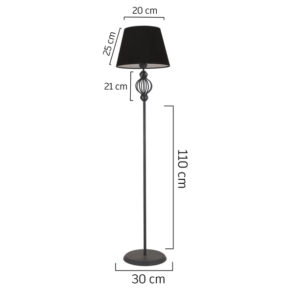 Apliqa Helezon Siyah Şapkalı Siyah Modern Tasarım Ayaklı Abajur Lamba Metal Lambader - 5