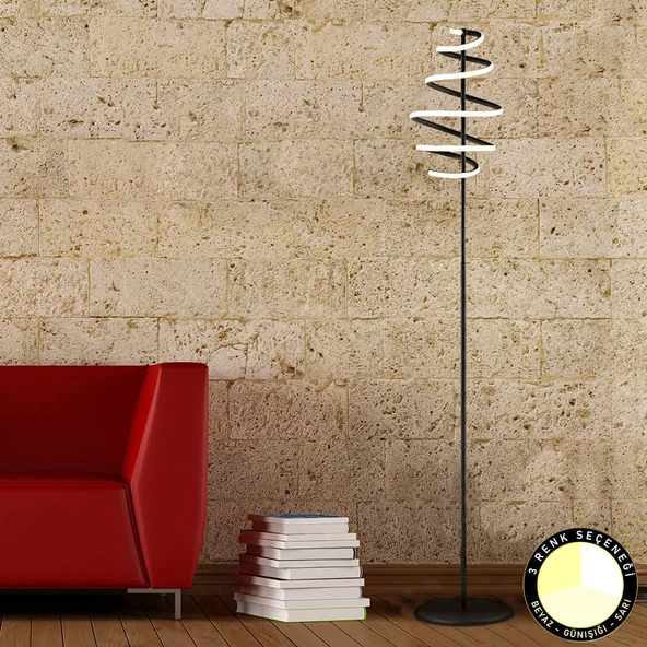 Apliqa Parya Siyah 72 Watt 3 Renkli Led Modern Tasarım Metal Lambader - 4