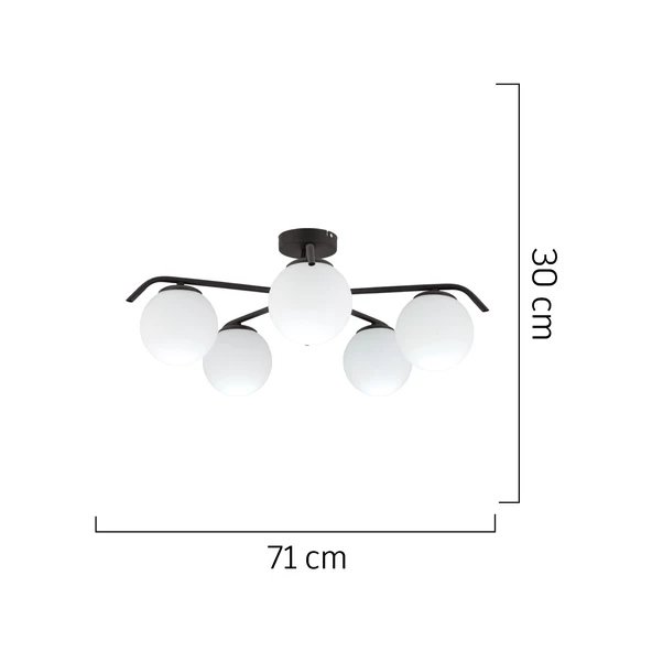 Diaspor 5li Yuvarlak Siyah Modern Sarkıt Genç Odası Yatak odası Retro Salon Avize - Resim 5