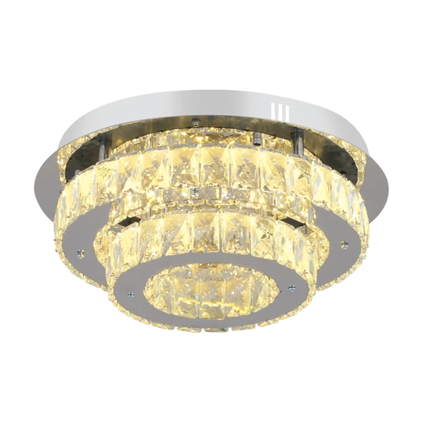 Apliqa Ardenia 2 Katlı Krom 3 Renkli 70 Watt Kristalli Ledli Modern Salon Led Büyük Avize - Resim 2