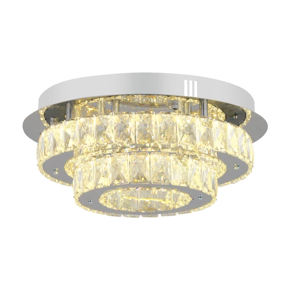 Apliqa Ardenia 2 Katlı Krom 3 Renkli 70 Watt Kristalli Ledli Modern Salon Led Büyük Avize - Resim 3