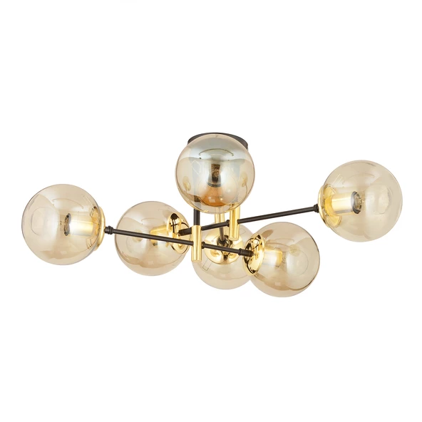 Apliqa Maral 6Lı Siyah Gold  Bal Camlı Modern Genç Odası Yatak Odası Retro Salon Avize - Resim 5