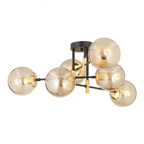 Apliqa Maral 6Lı Siyah Gold  Bal Camlı Modern Genç Odası Yatak Odası Retro Salon Avize - Resim 2