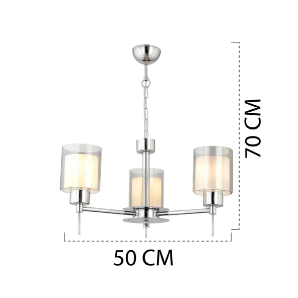 Goldie 3 Lü Krom Kaplama Modern Sarkıt Mutfak Salon Avize - Resim 7