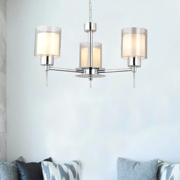 Goldie 3 Lü Krom Kaplama Modern Sarkıt Mutfak Salon Avize ürün görseli 1